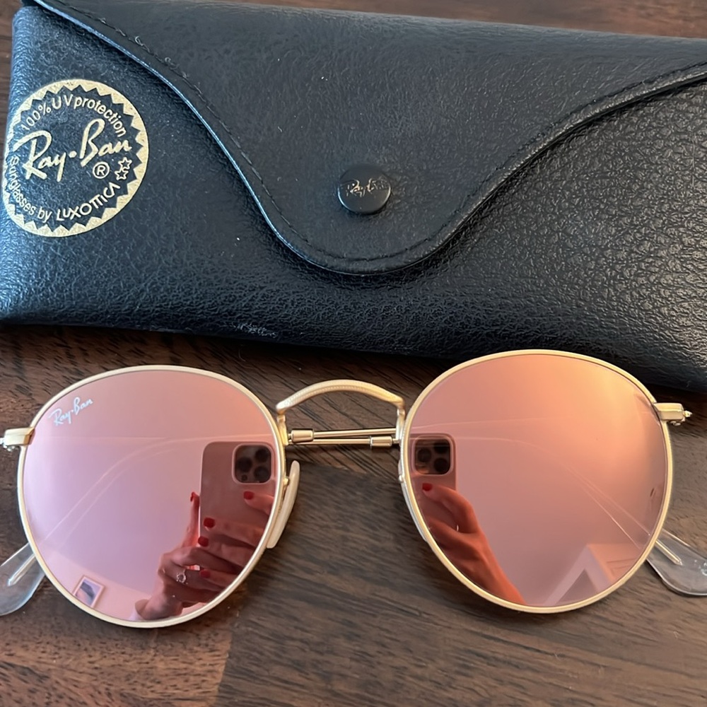 RayBan RB3447 Women Round Sunglasses Classic Pink Flash Mirror Lens